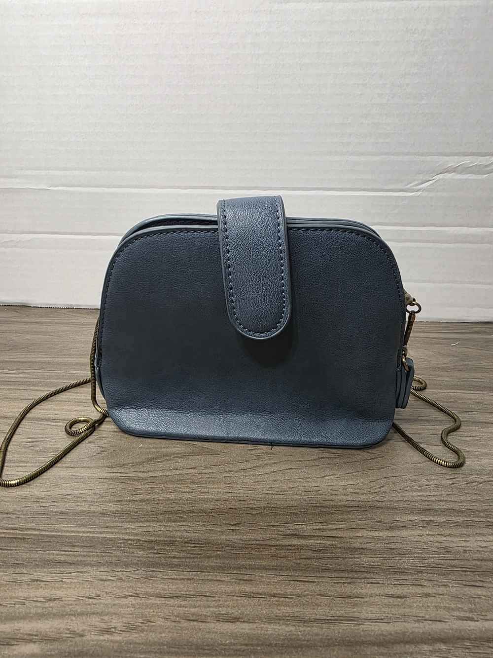 Anthropologie Slate Blue Crossbody with Snap Strap